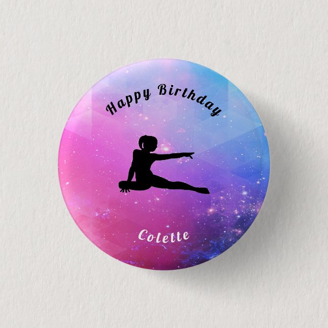 Girls Pink / Blue Happy Birthday Button (Vorderseite)