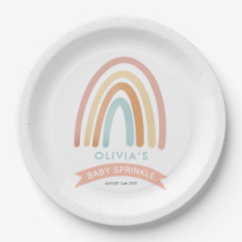 Girls Pink Boho Rainbow Niedlich Baby Sprinkle Pappteller