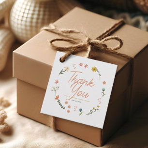 Girls Pink Boho Wildblume Babydusche Geschenkanhänger