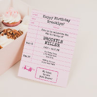 Girls Pink Bookbook Club Library Card