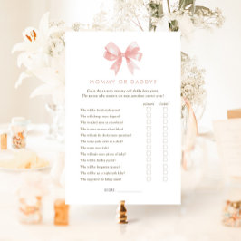 Girls' Pink Bow Mommy or Daddy Baby Showspiel