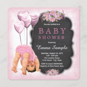 Girls Pink Chalkboard Flaschen Up Kinderdusche Einladung