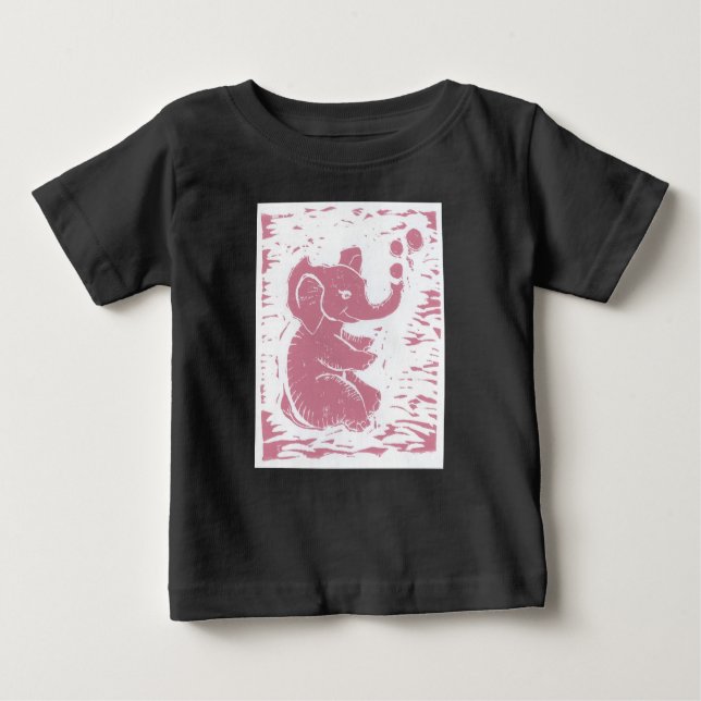 Girl's Pink Elephant Babyaparel Baby T-shirt (Vorderseite)