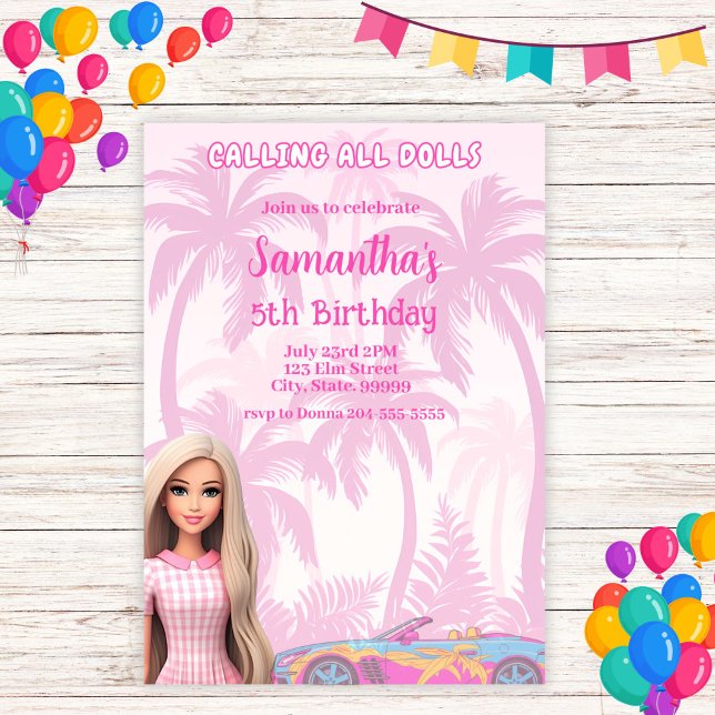 Girl's Pink Fashion Doll Diva Birthday Einladung (Von Creator hochgeladen)