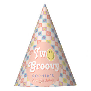 Girls Pink Floral Two Groovy Boho 2. Geburtstag Partyhütchen