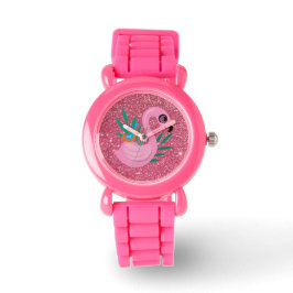 Girls Pink Glitzer Flamingo Watch Armbanduhr