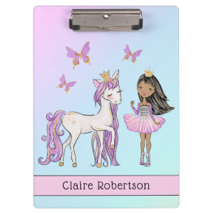 Girl's Pink Glitzer Unicorn Klemmbrett