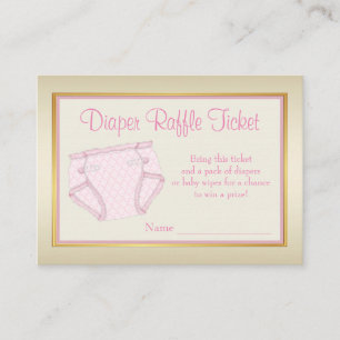 Girls Pink Gold Diaper Raffel Ticket Begleitkarte
