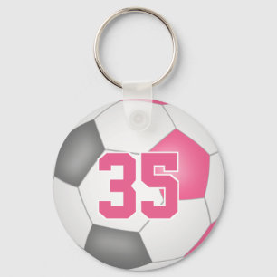 Girls pink grau, personalisierter Fußball-Schlüsse Schlüsselanhänger