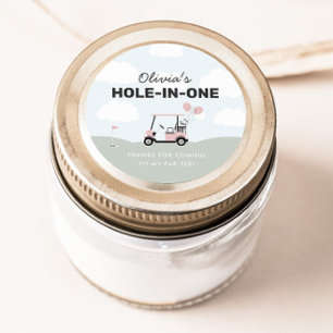 Girls' Pink Hole-in-One Golf 1. Geburtstag Gefalle Runder Aufkleber