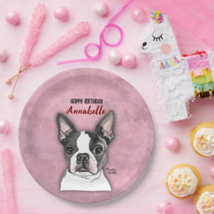 Girls Pink Hund Geburtstagsparty Teller individuel