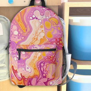 Girls Pink Ink Wirbel Groovy Retro Bedruckter Rucksack