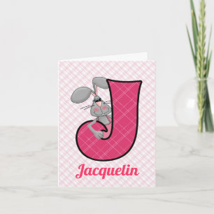 GIrls Pink Jackrabbit Mit Monogramm Letter J Blank