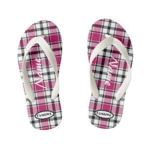 Girl's Pink Kariert Flip-Flops HAMbWG Kinderbadesandalen