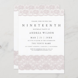 Girls Pink Lace 19. Geburtstagsparty Einladung