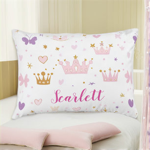 Girls Pink Princess Crown Personalisiert Cushion Dekokissen
