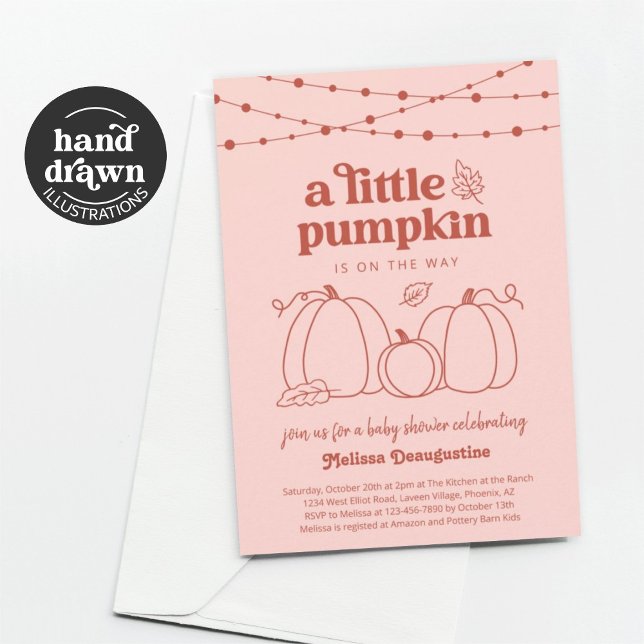 Girls Pink Pumpkin Baby Dusche Einladung (Von Creator hochgeladen)