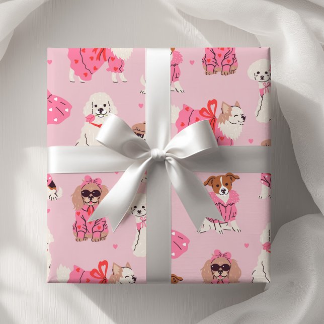 Girls Pink Puppy Pawty Geburtstag Geschenkpapier (Von Creator hochgeladen)