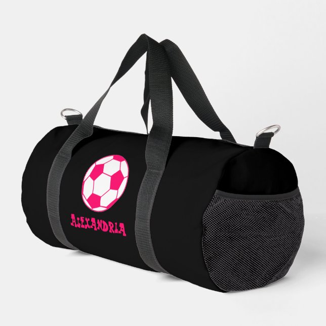 Girls Pink Soccer Ball Duffle Bag (Rechte Ecke)