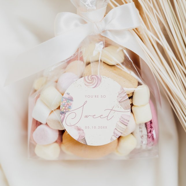 Girls’ Pink Sweet Candy Ice Creme Runder Aufkleber (Von Creator hochgeladen)