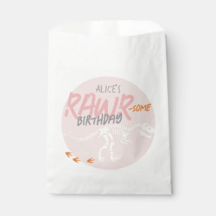 Girls Pink T-Rex Dinosaur Fossil Kindergeburtstag Geschenktütchen