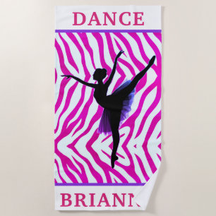 Girls Pink Zebra Ballerina Dancer Strandtuch