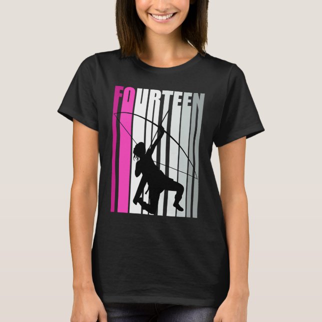 Girls Pinky Archery 14th Birthday Bow Arrow Archer T-Shirt (Vorderseite)
