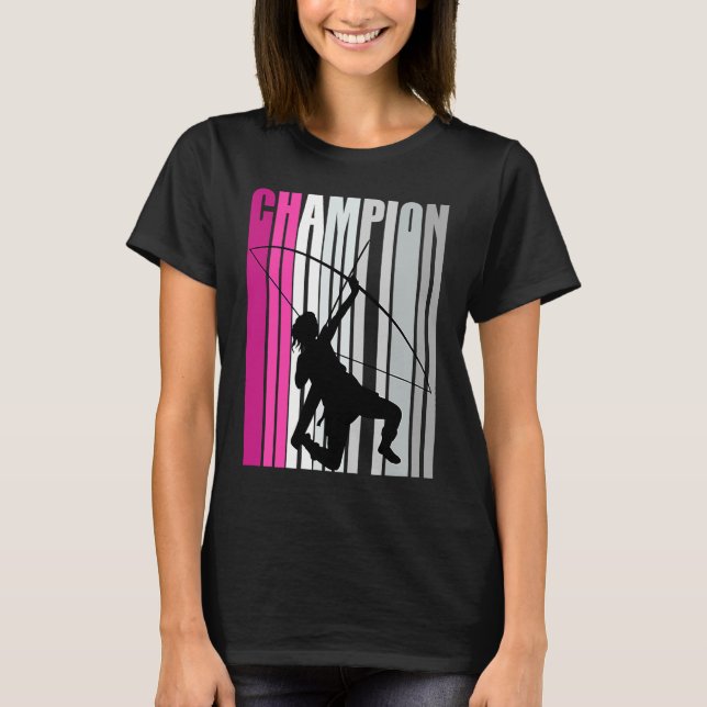 Girls Pinky Archery Champion Birthday Retro Distre T-Shirt (Vorderseite)