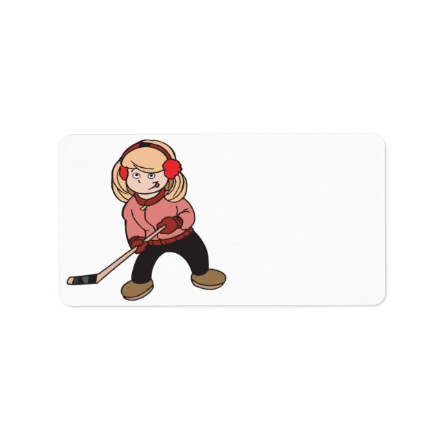 Girls Play Hockey Too Adressaufkleber (Vorne)