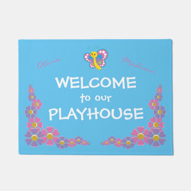 Girls Playhouse willkommen blau Fußmatte (Vorderseite)