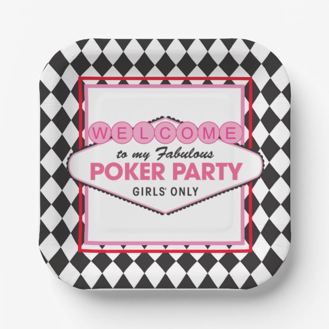 Girls Poker Card Party Pappteller (Vorderseite)