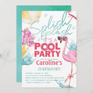 Girls Pool Party Geburtstag Einladung