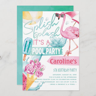 Girls Pool Party Geburtstag Einladung