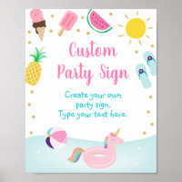 Girls Pool Party Geburtstagszeichen