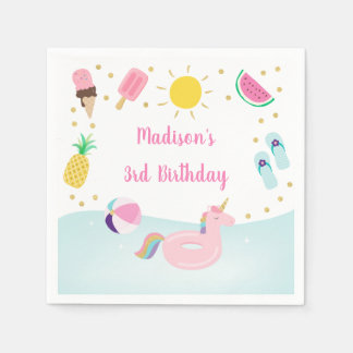 Girls Pool Party Ice Creme Serviette