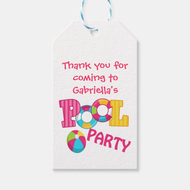 Girls Pool Party Personalisierte Geschenktasten Geschenkanhänger (Vorderseite)
