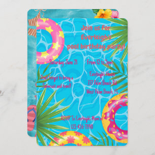 Girls Pool Party Sommer Geburtstag Einladung