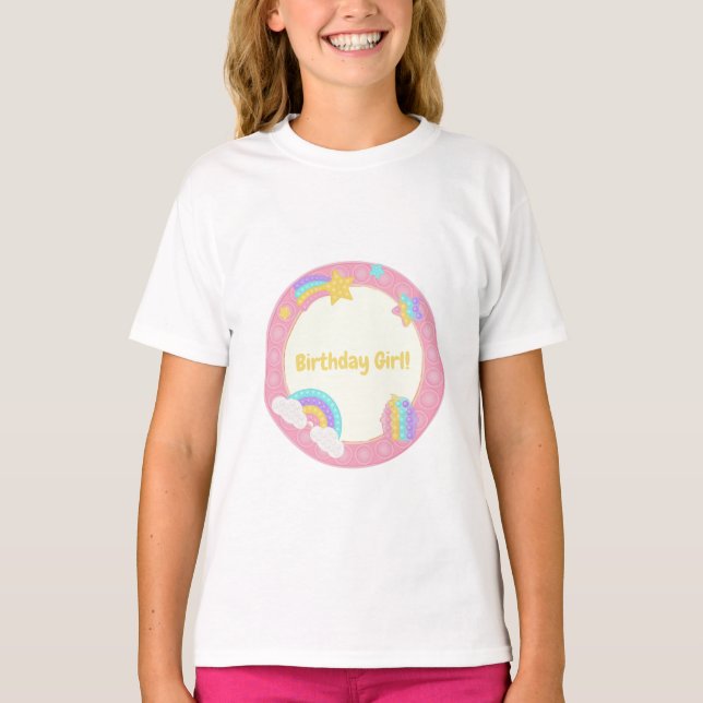 Girl's Pop It Fidget Geburtstag T-Shirt (Vorderseite)