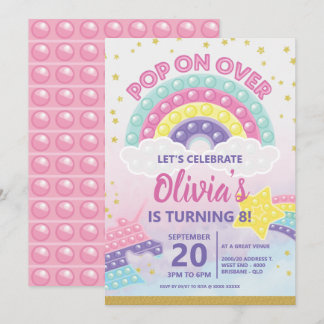 Girl's Pop It Fidget Geburtstagsparty Einladung