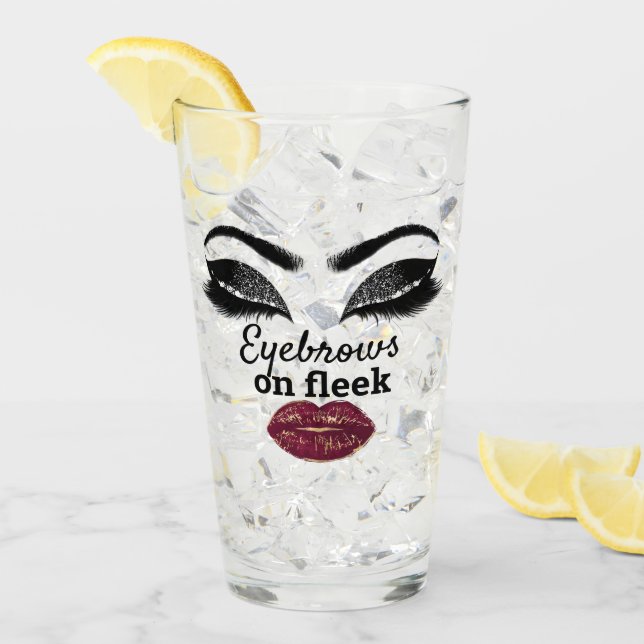 Girls Power Custom Bridal Red Kiss Lips Lashes Glas (Vorderseite Ice)