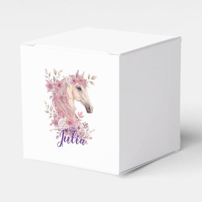 Girls Pretty Ponies Pastel Floral Horse Geschenkschachtel (Vorderseite)