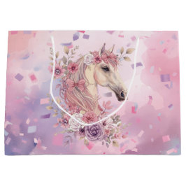 Girls Pretty Ponies Pastel Floral Horse Große Geschenktüte