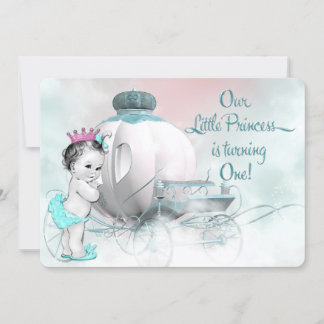 Girls Princess 1. Geburtstag Party Einladung