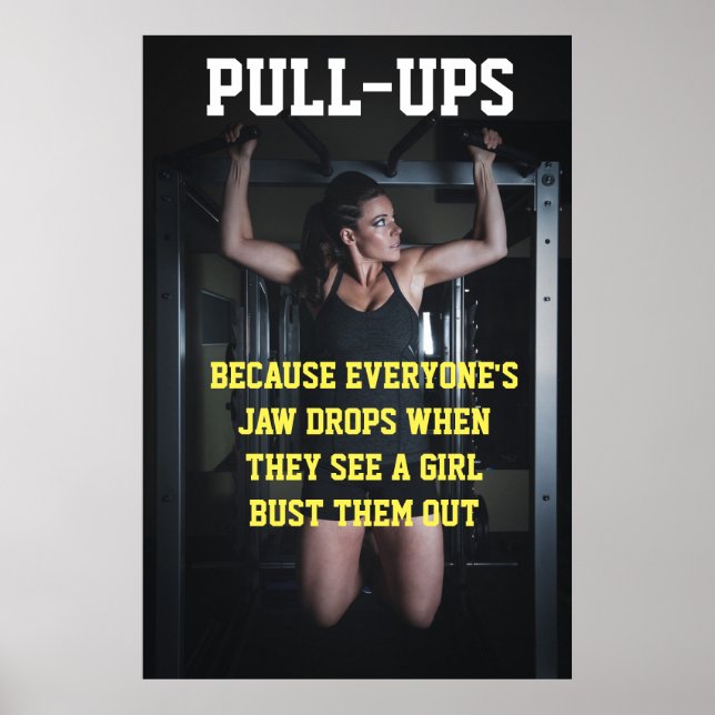 Girls Pull-Ups trainieren Motivierend Gymnastikang Poster (Vorne)