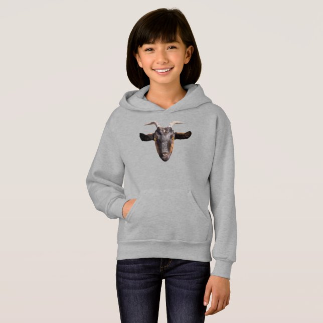 Girls Pullover Hoodie Black/Tan Goat (Vorne ganz)