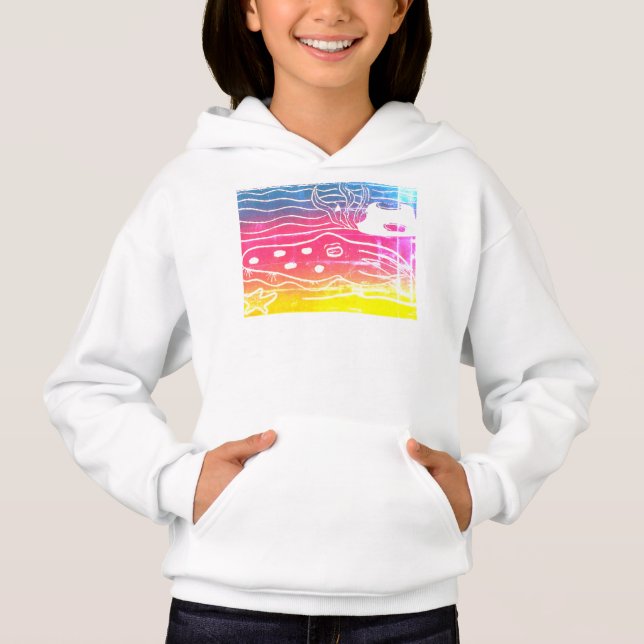 Girls Pullover Hoodie Rainbow Cuttlefish (Vorderseite)