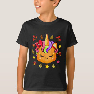 Girls Pumpkin Niedlich Unicorn Pumpkin Herbst Ki T-Shirt