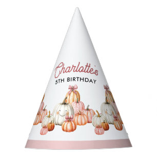 Girl's Pumpkin Patch Bows Birthday Party Partyhütchen