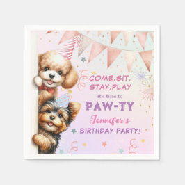 Girls Puppy Lasse Pawty Birthday Serviette