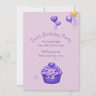 Girls Purple Birthday Invitation Einladung